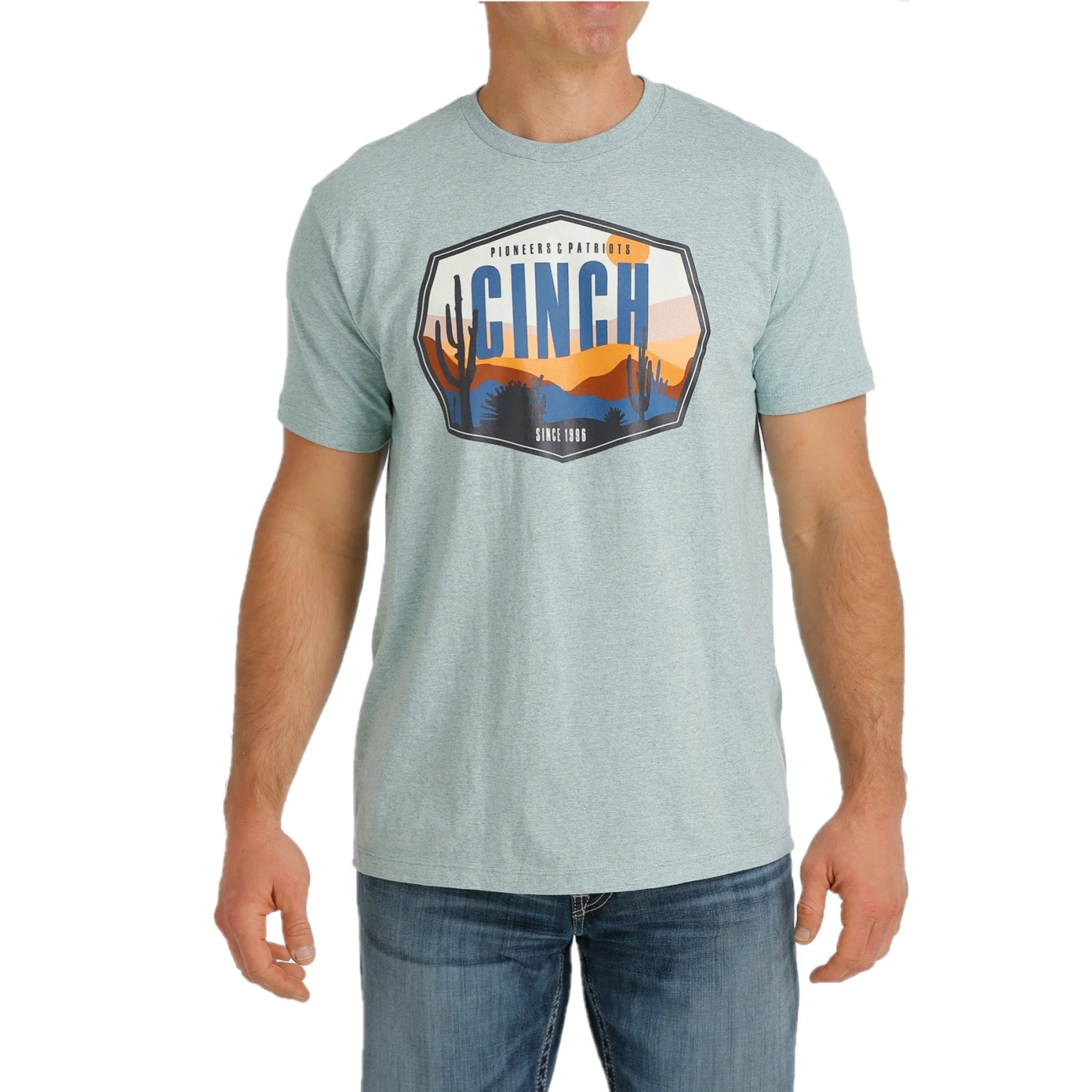 Cinch Men's Turquoise Short Sleeve Desert Graphic T-Shirt MTT1690496 3 Cinch Men's Turquoise Short Sleeve Desert Graphic T-Shirt MTT1690496