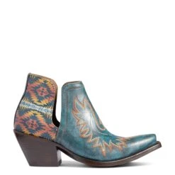 Ariat Ladies Pendleton Dixon Aged Turquoise Snip Toe Booties 10038474 -Western Cowboy Equipment 10038474 side