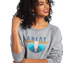 Ariat® Ladies REAL Pacific Steerhead Heather Grey Sweatshirt 10039792 -Western Cowboy Equipment 10039792 3