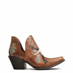 Ariat Ladies Encore Southwestern Cognac Snip Toe Booties 10040376 -Western Cowboy Equipment 10040376 side