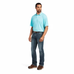 Ariat® Men's TEK Short Sleeve Blue Radiance Polo Shirt 10040651 -Western Cowboy Equipment 10040651C