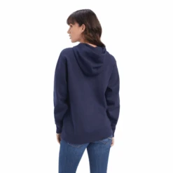Ariat® Ladies R.E.A.L Shield Logo Navy Pullover Hoodie 10041679 -Western Cowboy Equipment 10041679b
