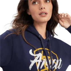 Ariat® Ladies R.E.A.L Shield Logo Navy Pullover Hoodie 10041679 -Western Cowboy Equipment 10041679d