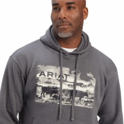 Ariat® Men's Pastures Charcoal Heather Pullover Hoodie 10041728 -Western Cowboy Equipment 10041728a