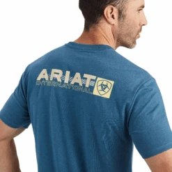 Ariat® Men's Linear Octane Steel Blue Heather Graphic T-shirt 10042760 -Western Cowboy Equipment 10042760d