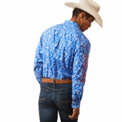 Ariat® Men's Team Steven Fitted Blue Floral Button Down Shirt 10043798 -Western Cowboy Equipment 10043798b