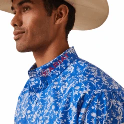 Ariat® Men's Team Steven Fitted Blue Floral Button Down Shirt 10043798 -Western Cowboy Equipment 10043798f