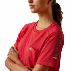 Ariat® Ladies Rebar Heat Fighter Teaberry Pink T-Shirt 10043844 -Western Cowboy Equipment 10043844d