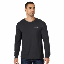 Wrangler® Men's Long Sleeve Caviar Heather Graphic Shirt 112319282 -Western Cowboy Equipment 112319282c