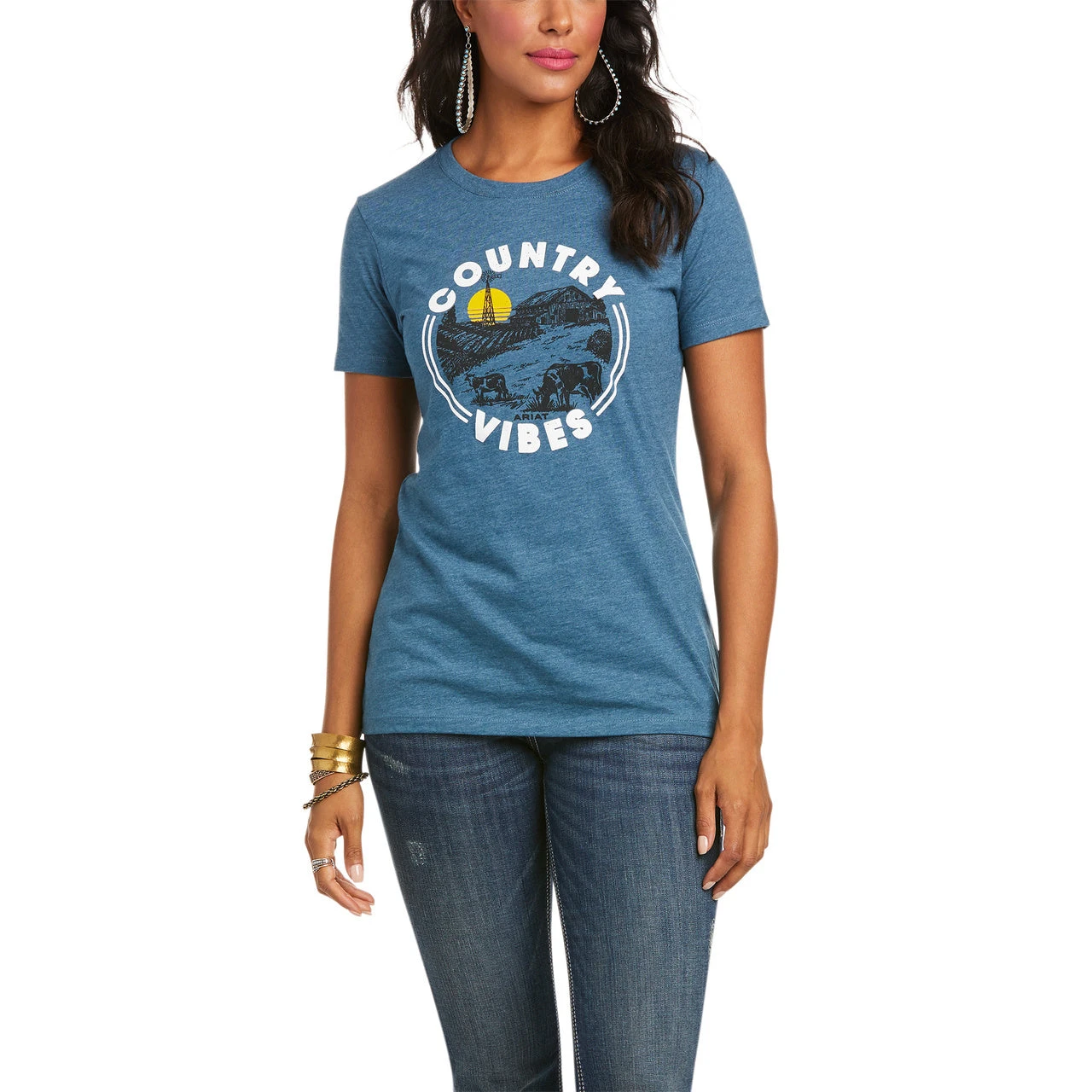 Ariat Ladies Country Vibes Steel Blue Heather Tee 10036636 3 Ariat Ladies Country Vibes Steel Blue Heather Tee 10036636
