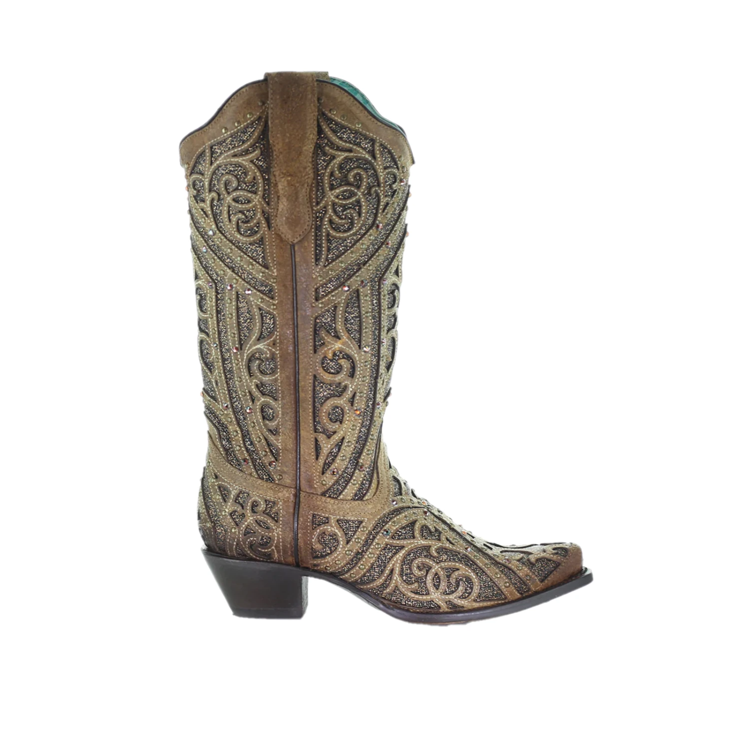 Corral Boots Corral Ladies Straw Brown Studded Boot W/ Bronze & Black Laser Inlay E1620 6 Corral Boots Corral Ladies Straw Brown Studded Boot W/ Bronze & Black Laser Inlay E1620 - Image 4