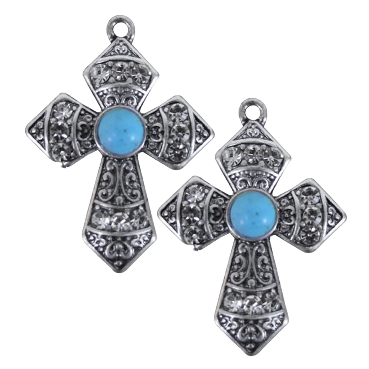 Blazin Roxx® Crystal & Turquoise Stone Cross Earrings 29553 3 Blazin Roxx® Crystal & Turquoise Stone Cross Earrings 29553
