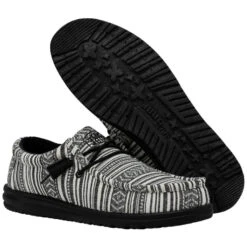 Hey Dude Men's Wally Serape Gravel Black Slip On Shoes 40017-0YB 9 Hey Dude Men's Wally Serape Gravel Black Slip On Shoes 40017-0YB -Western Cowboy Equipment 40017 0YB WALLY SERAPE BLACK GRAVEL LEFT 311