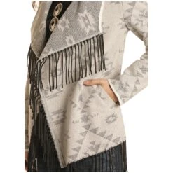 Powder River Ladies Aztec Natural Jacquard Fringe Jacket 52-1017-12 -Western Cowboy Equipment 52 1017 B