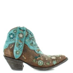 Old Gringo Ladies Cate Brown & Turquoise Floral Shortie Boots BL3186-1 -Western Cowboy Equipment 57 351fa94e e07a 4de5 b144 436c3f52c589