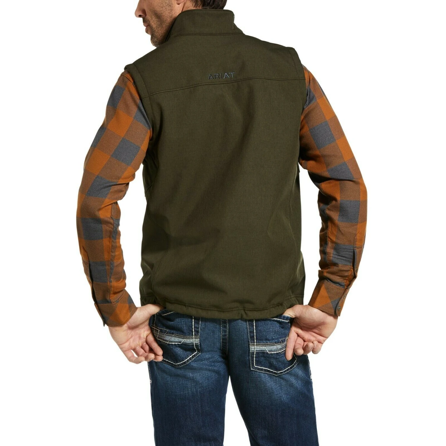 Ariat® Men's Vernon 2.0 Brine Olive Green Softshell Vest 10032930 4 Ariat® Men's Vernon 2.0 Brine Olive Green Softshell Vest 10032930 - Image 2