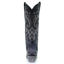 Corral Boots Corral Ladies Black Overlay Emroidery Stud & Crystals Tall Boots A3637 -Western Cowboy Equipment 57 87b1a803 dab5 44b9 8d52 e472f236ffd9