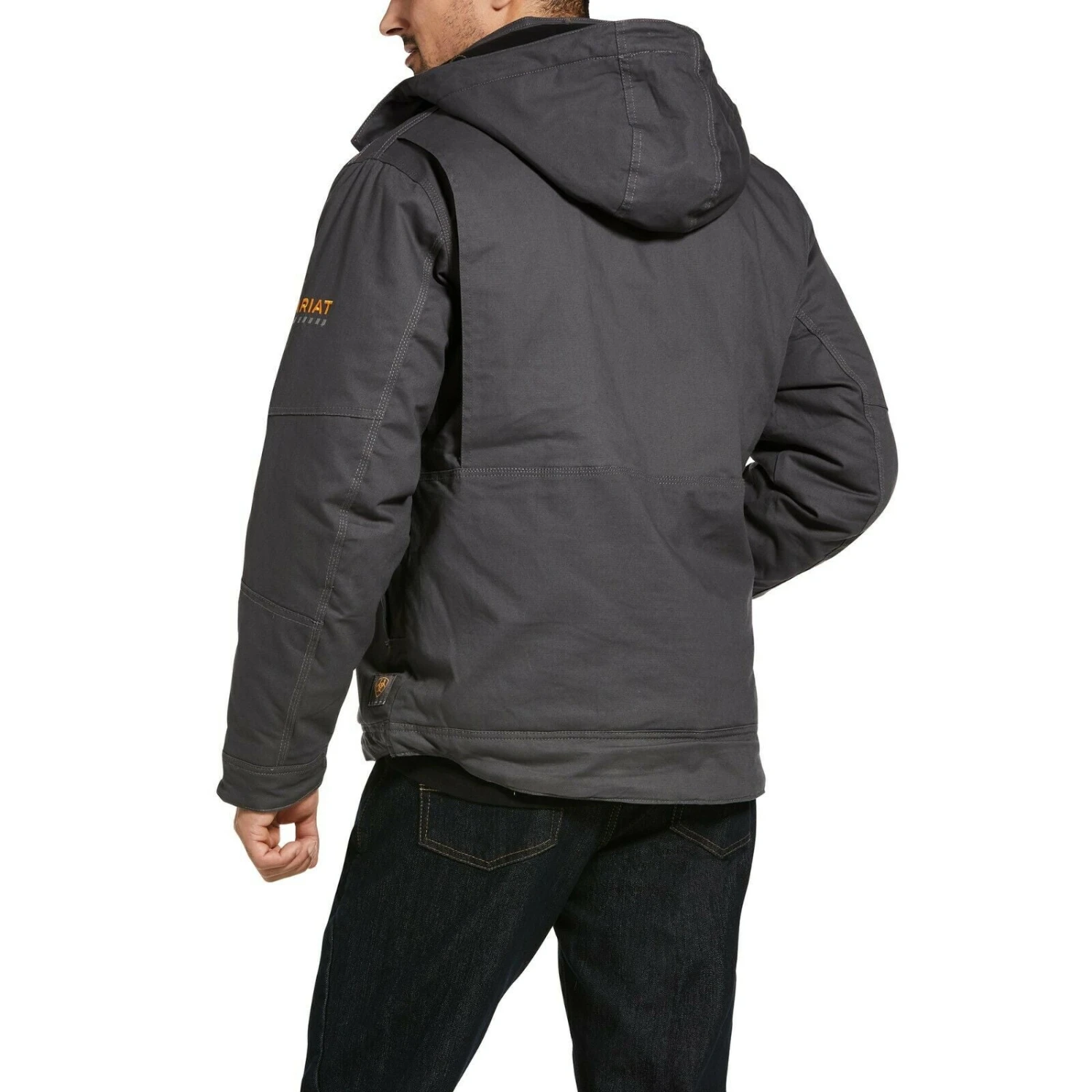 Ariat® Men's Rebar MaxMove Cordura Grey Insulated Hood Jacket 10032901 4 Ariat® Men's Rebar MaxMove Cordura Grey Insulated Hood Jacket 10032901 - Image 2
