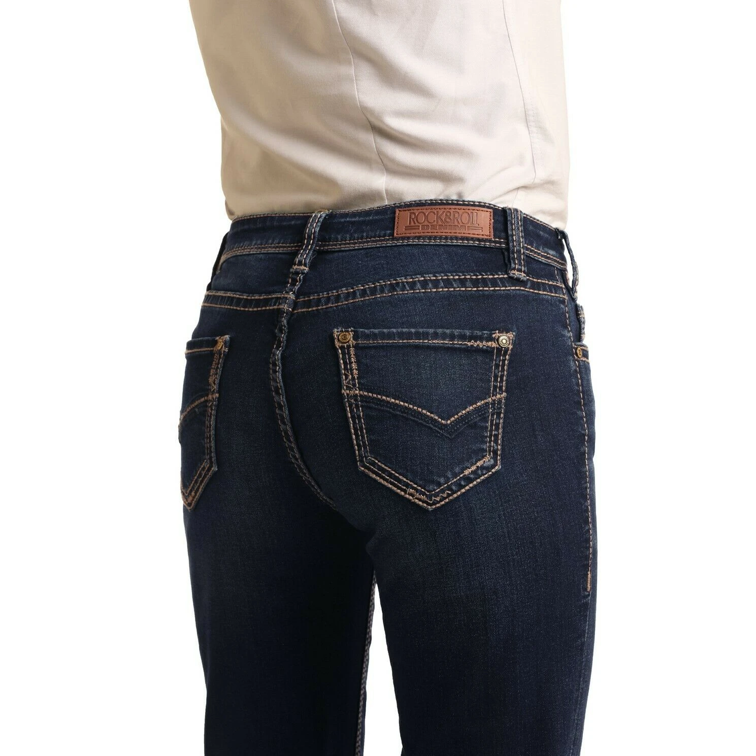 Rock & Roll Denim Ladies Riding Boot Cut Denim Jeans W7-4166 5 Rock & Roll Denim Ladies Riding Boot Cut Denim Jeans W7-4166 - Image 3