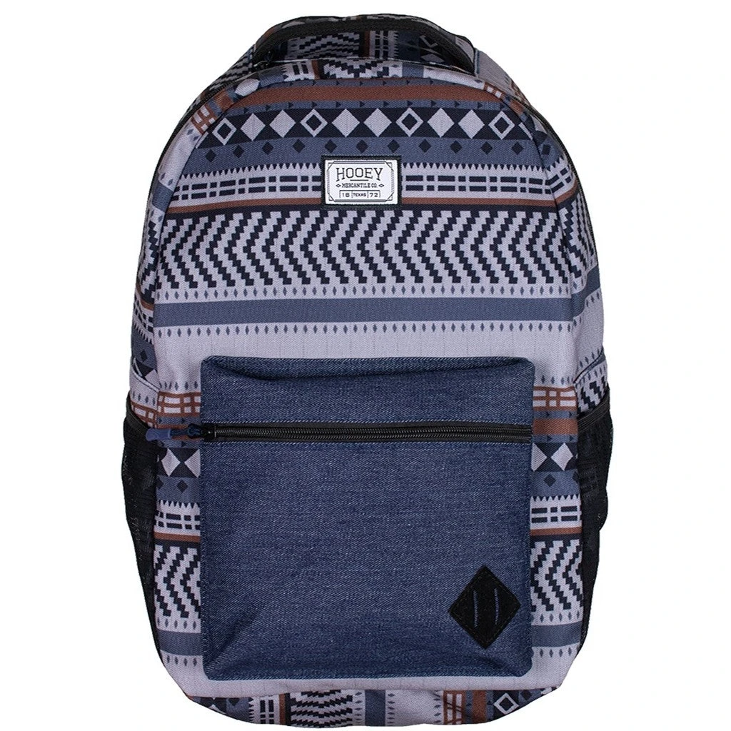 Hooey "Recess" Blue/Maroon Aztec Print & Denim Backpack BP035BL 3 Hooey "Recess" Blue/Maroon Aztec Print & Denim Backpack BP035BL