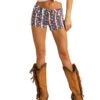 Rock & Roll Cowgirl Ladies Stars & Stripes Flag Low Rise Shorts 68-5308 -Western Cowboy Equipment 68 5308