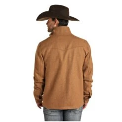 Powder River Outfitters Men's Solid Wool Camel Coat Jacket 92-1012-25 -Western Cowboy Equipment 92 1012 B