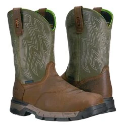 Ariat® Men's Rebar Flex Western H2O Rye Brown & Green Boots 10021485 -Western Cowboy Equipment Ariat 10021485 1
