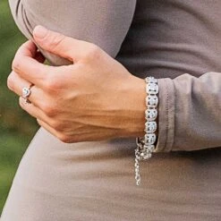 Montana Silversmiths Ladies Shiny Button Silver Bracelet BC61503CZ 7 Montana Silversmiths Ladies Shiny Button Silver Bracelet BC61503CZ -Western Cowboy Equipment BC61503CZ mod