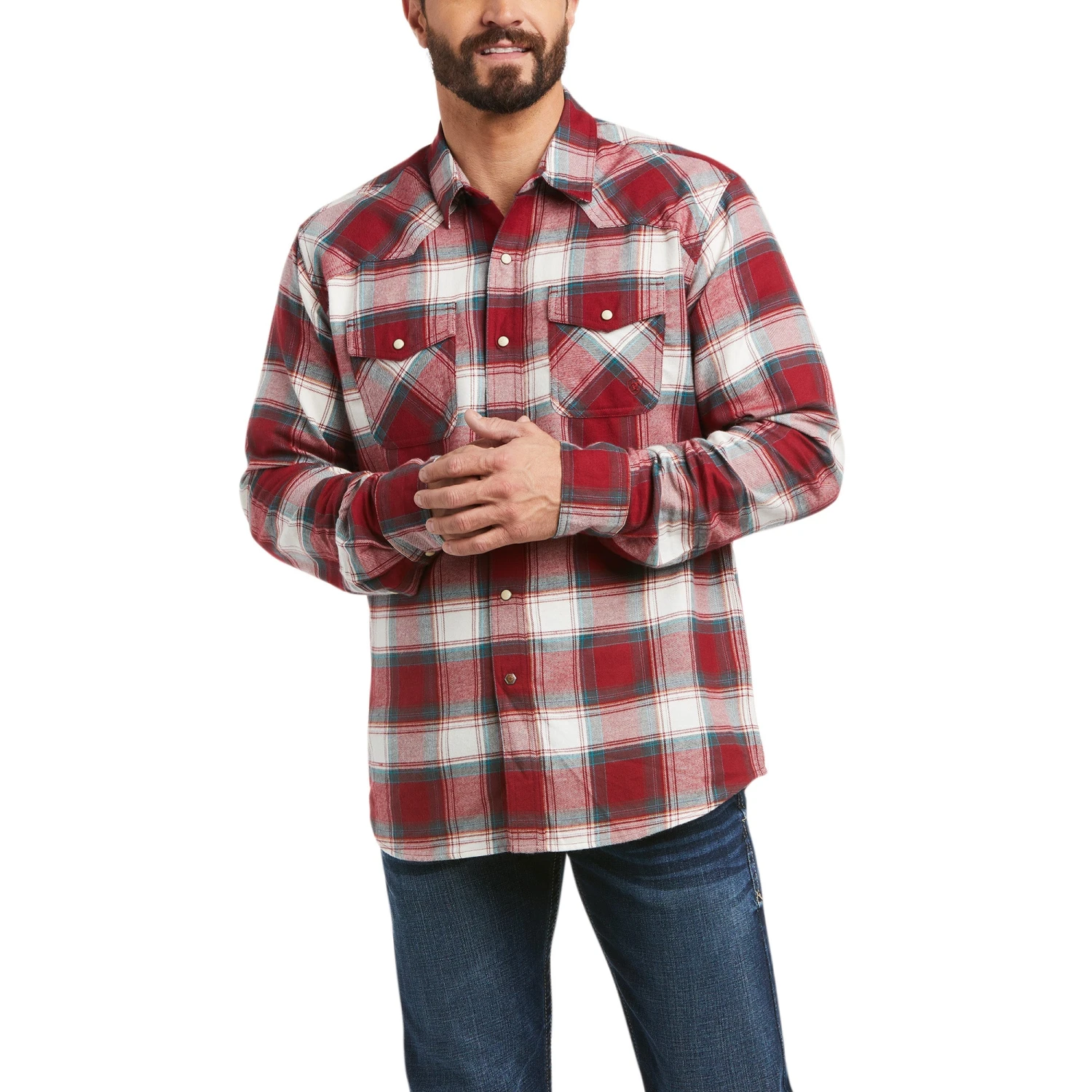 Ariat® Men's Rio Red Hillsboro Retro Snap Button Down Shirt 10037334 3 Ariat® Men's Rio Red Hillsboro Retro Snap Button Down Shirt 10037334
