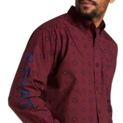 Ariat® Men's Team Wade Pomegranate Button Down Shirt 10038086 8 Ariat® Men's Team Wade Pomegranate Button Down Shirt 10038086 -Western Cowboy Equipment F21 MNS WEST 10038086 detail01