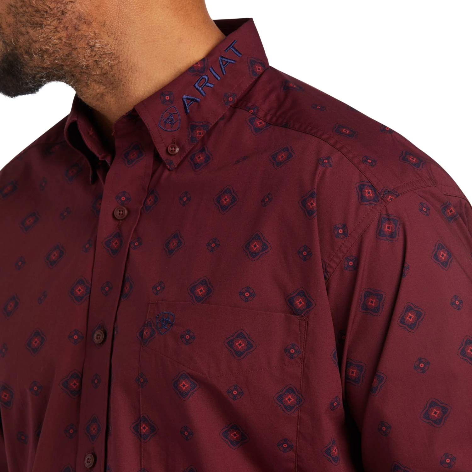 Ariat® Men's Team Wade Pomegranate Button Down Shirt 10038086 6 Ariat® Men's Team Wade Pomegranate Button Down Shirt 10038086 - Image 4