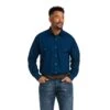 Ariat® Men's Trey Classic Snap Long Sleeve Berlin Blue Shirt 10038211 -Western Cowboy Equipment F21 MNS WEST 10038211 front