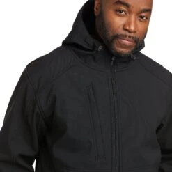 Ariat Men's Rebar Stretch Canvas Softshell Hooded Logo Jacket 10037386 8 Ariat Men's Rebar Stretch Canvas Softshell Hooded Logo Jacket 10037386 -Western Cowboy Equipment F21 MNS WORK 10037386 detail01