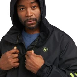 Ariat® Men's Rebar Stormshell Logo Waterproof Black Jacket 10037607 9 Ariat® Men's Rebar Stormshell Logo Waterproof Black Jacket 10037607 -Western Cowboy Equipment F21 MNS WORK 10037607 detail02