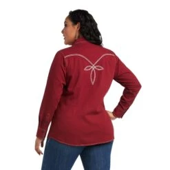 Ariat Ladies REAL Classic Twill Long Sleeve Rhubarb Shirt 10038066 10 Ariat Ladies REAL Classic Twill Long Sleeve Rhubarb Shirt 10038066 -Western Cowboy Equipment F21 WMS WEST 10038066 back plus