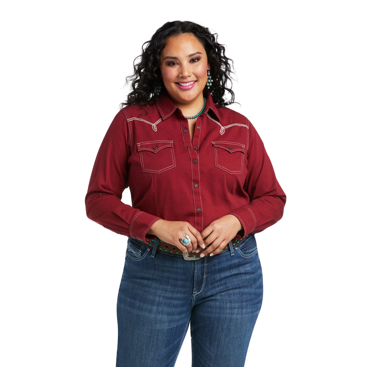 Ariat Ladies REAL Classic Twill Long Sleeve Rhubarb Shirt 10038066 4 Ariat Ladies REAL Classic Twill Long Sleeve Rhubarb Shirt 10038066 - Image 2