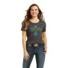 Ariat® Ladies T-Bird Short Sleeve Charcoal Heather T-Shirt 10038641 2 Ariat® Ladies T-Bird Short Sleeve Charcoal Heather T-Shirt 10038641 -Western Cowboy Equipment F21 WMS WEST 10038641 front