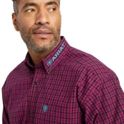 Ariat® Men's Pro Team Copper Beet Red Button Down Shirt 10042355 -Western Cowboy Equipment F22 MNS WEST 10042355 detail01