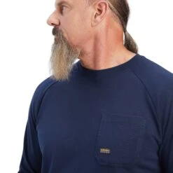 Ariat® Men's Rebar Cotton Strong Navy T-Shirt 10041489 -Western Cowboy Equipment F22 MNS WORK 10041489 detail01