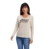 Ariat® Ladies R.E.A.L™ Chest Logo Oatmeal Heather T-shirt 10041337 -Western Cowboy Equipment F22 WMS WEST 10041337 front