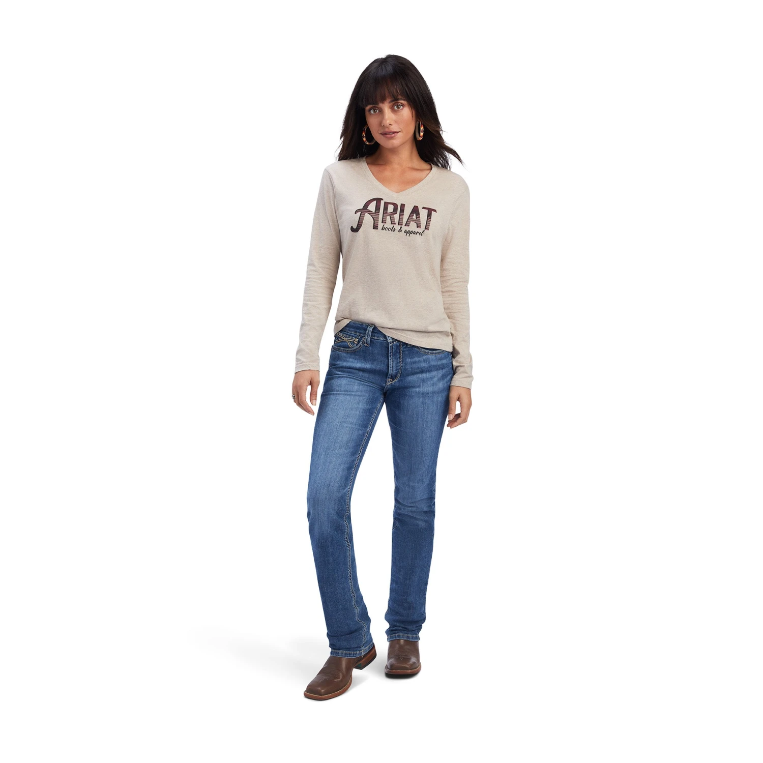 Ariat® Ladies R.E.A.L™ Chest Logo Oatmeal Heather T-shirt 10041337 5 Ariat® Ladies R.E.A.L™ Chest Logo Oatmeal Heather T-shirt 10041337 - Image 3