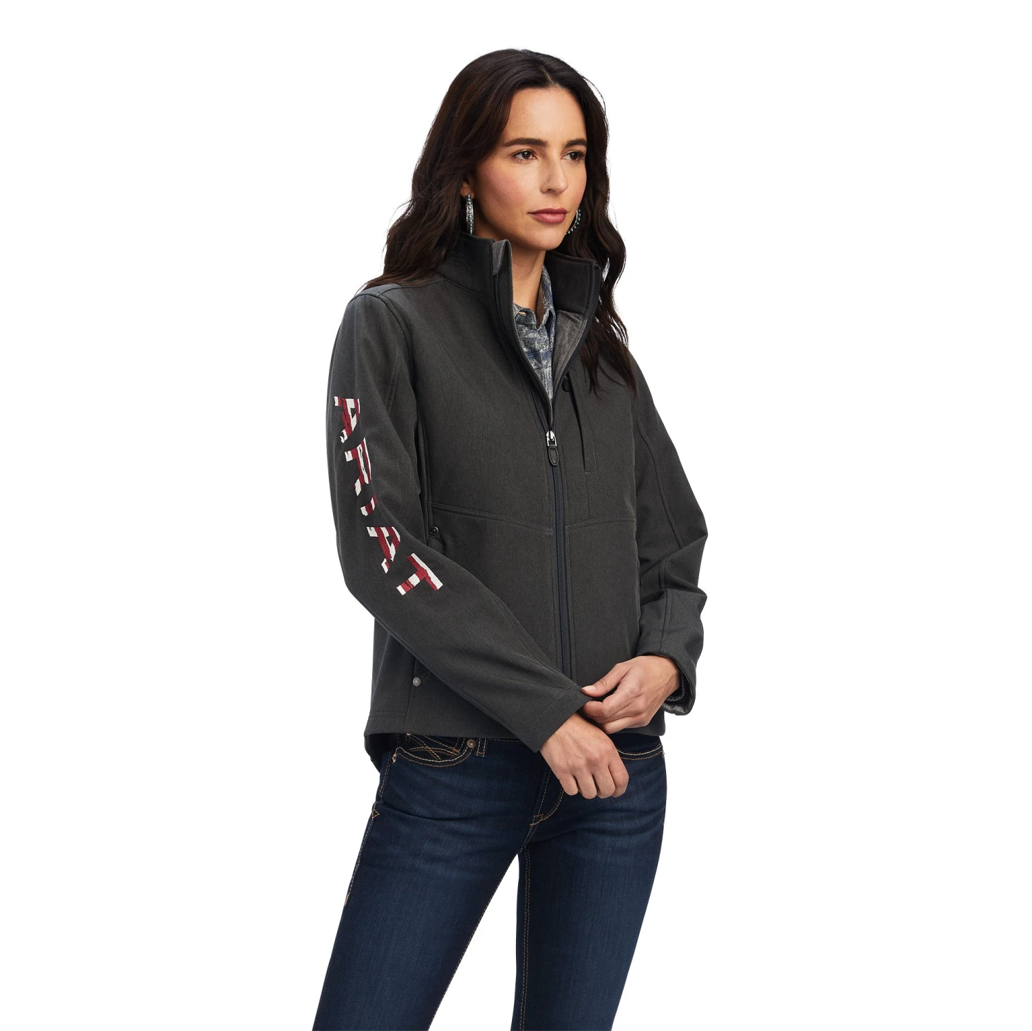 Ariat® Ladies Team Patriot Softshell Charcoal Heather Jacket 10041438 4 Ariat® Ladies Team Patriot Softshell Charcoal Heather Jacket 10041438 - Image 2