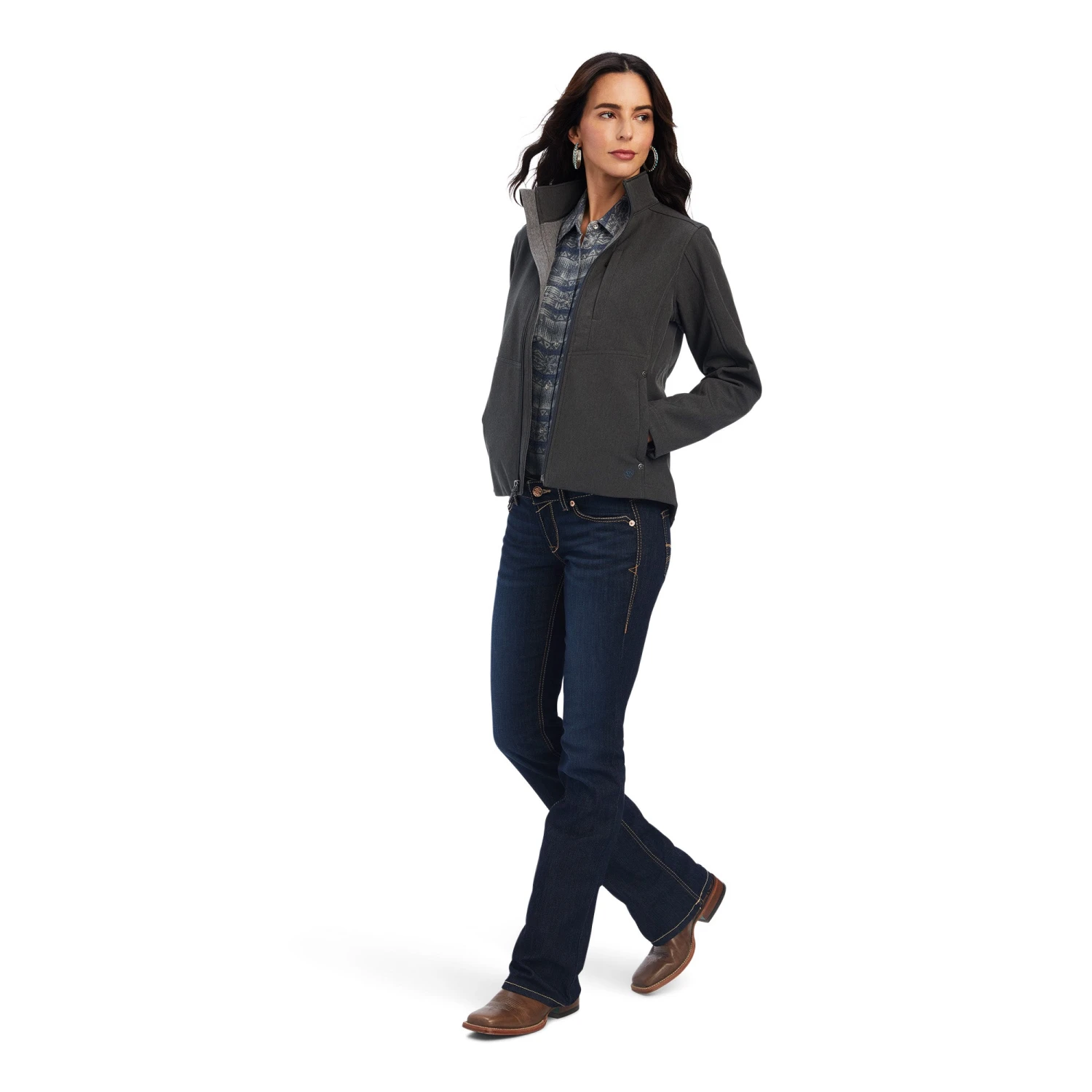 Ariat® Ladies Team Patriot Softshell Charcoal Heather Jacket 10041438 6 Ariat® Ladies Team Patriot Softshell Charcoal Heather Jacket 10041438 - Image 4