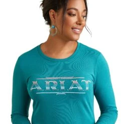 Ariat® Ladies Serape Style Teal Green Heather T-Shirt 10042785 -Western Cowboy Equipment F22 WMS WEST 10042785 detail01