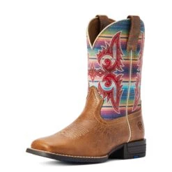 Ariat® Youth Girl's Lonestar Tan & Old Muted Serape Boots 10042595 -Western Cowboy Equipment F22 YTH WEST 10042595 3 4 front