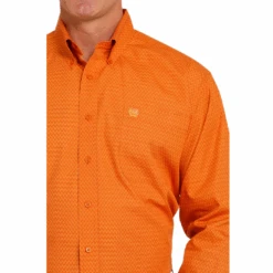 Cinch® Men's Zig Zag Print Orange Button Down Shirt MTW1105475 -Western Cowboy Equipment MTW1105475 2