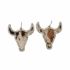 Blazin Roxx Silver Strike Cow Hide Crystal Bull Head Earrings D460013305 -Western Cowboy Equipment My project 1 17
