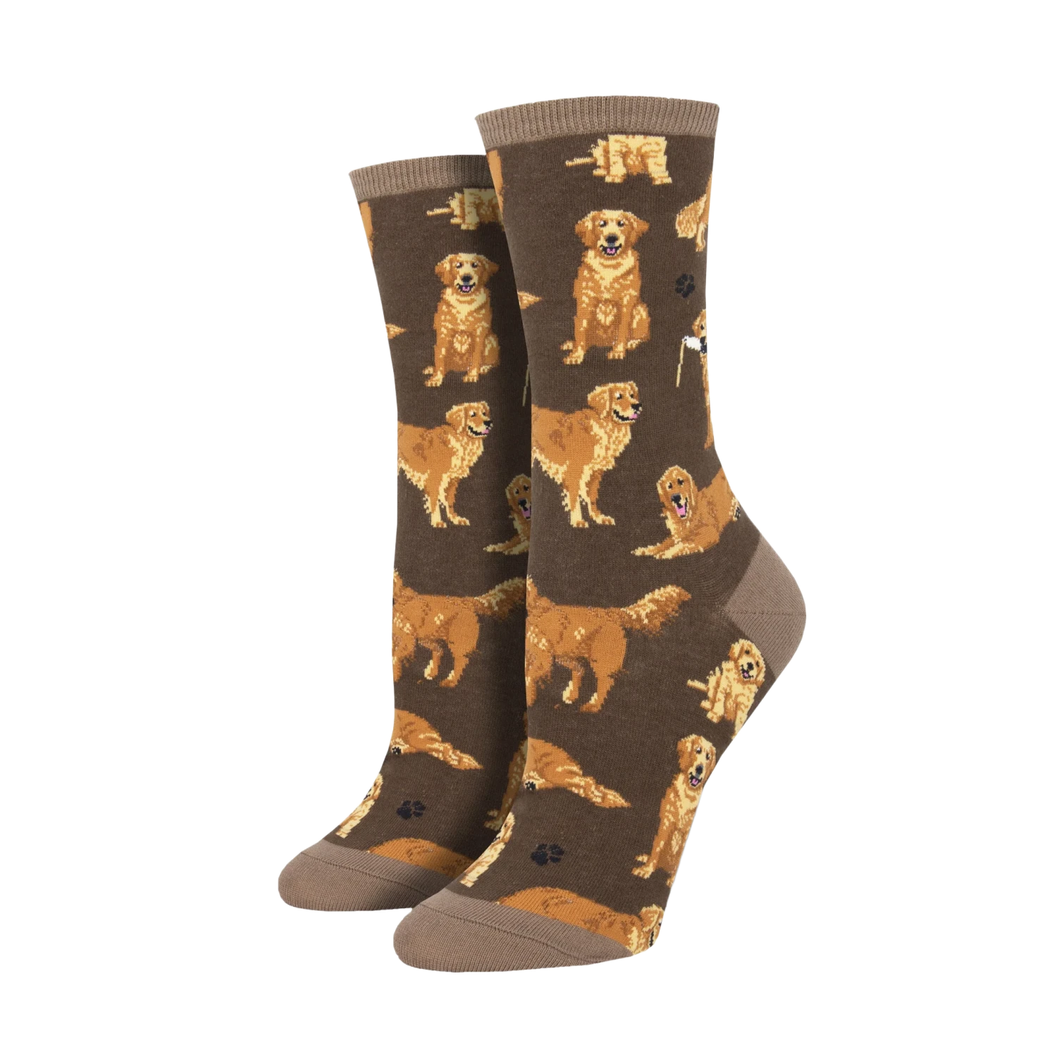 SockSmith Ladies Golden Retrievers Brown Crew Socks WNC1878-BRO 3 SockSmith Ladies Golden Retrievers Brown Crew Socks WNC1878-BRO