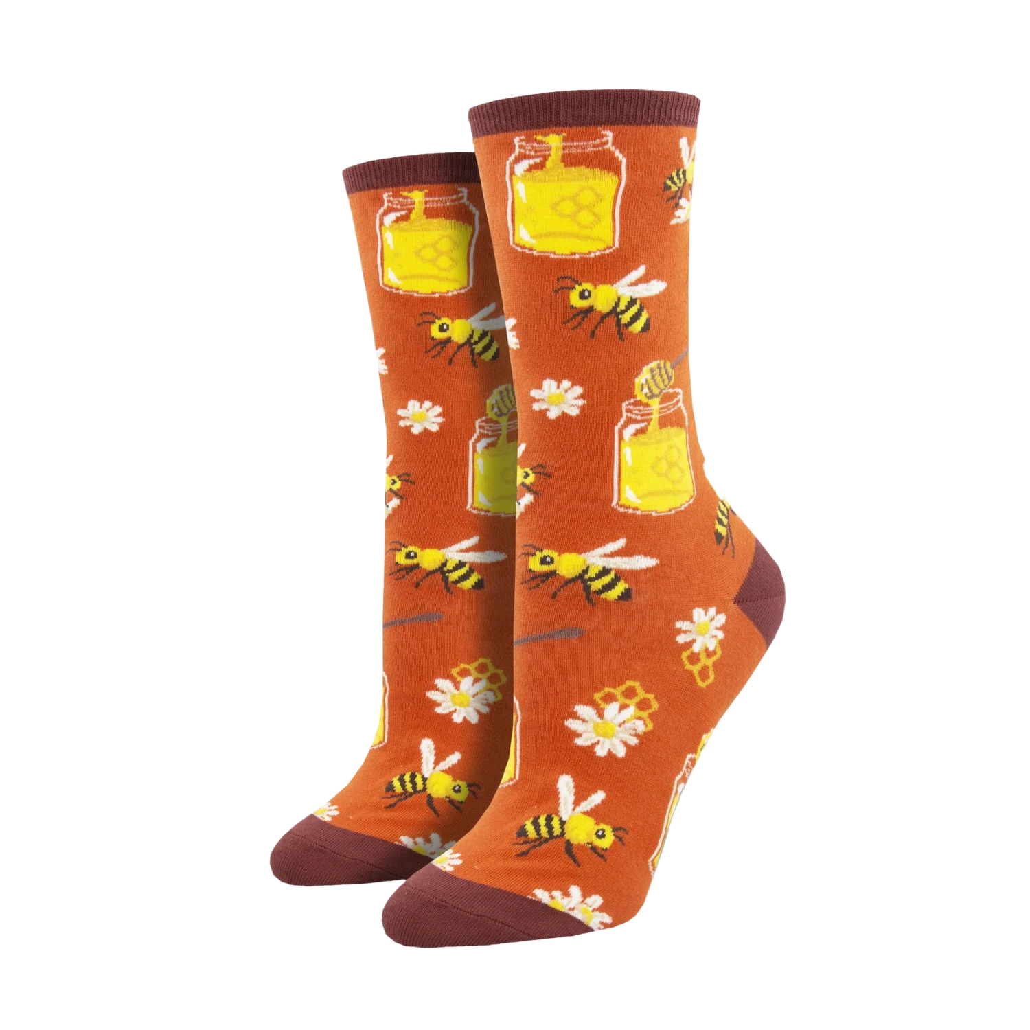 SockSmith Ladies Bee My Honey Burnt Orange Crew Socks WNC2271-BTO 3 SockSmith Ladies Bee My Honey Burnt Orange Crew Socks WNC2271-BTO