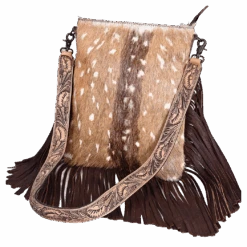 American Darling Ladies Floral Cowhide Fringed Bag ADBGS192CB